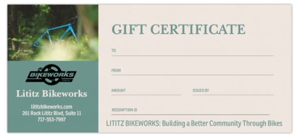 Bikeworks Gift cards can be used on everything from products to service.