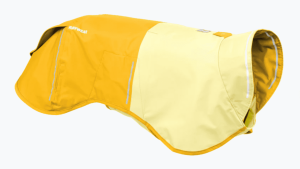The Sun Shower™  is a dog raincoat that keeps your pup dry when you run into wet conditions during outdoor pursuits.
