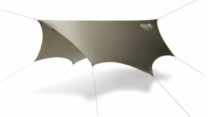 The custom shape and 8-point anchor system of the DryFly ensure extra coverage and security making this ENO hammock tarp a necessity when camping in the wind and rain.