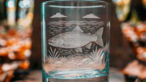 Benoits Designs Trout Glass - Old Fashioned